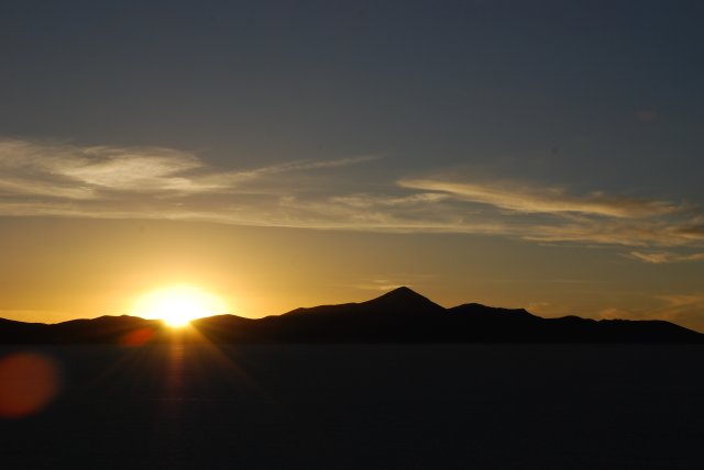 Coucher de soleil sur le salar